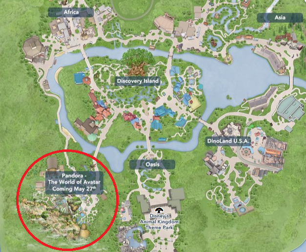 Mapa com área do Avatar