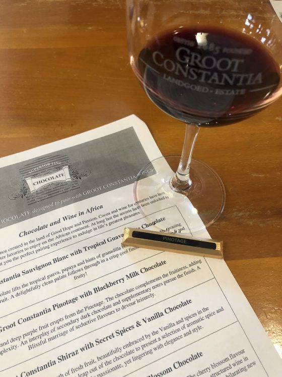 Groot Constantia - degustação de vinho com chocolate